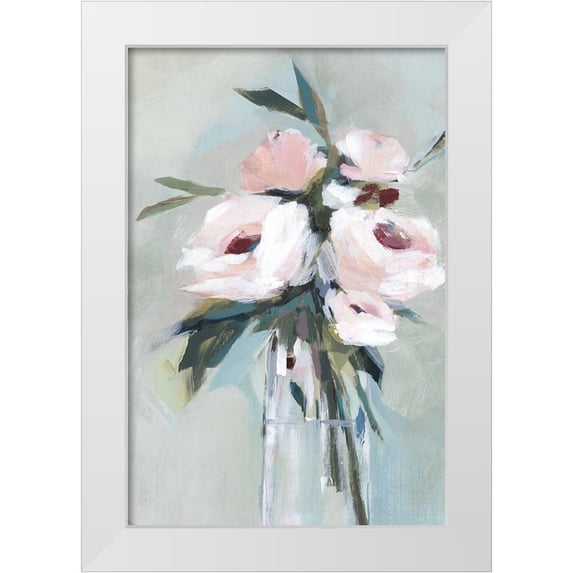 Isabelle Z 23x32 White Modern Wood Framed Museum Art Print Titled - Peonies in a Vase II