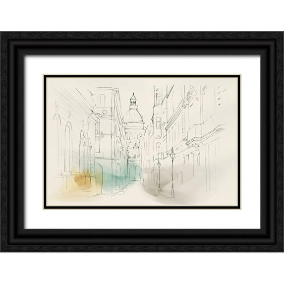Isabelle Z 24x17 Black Ornate Wood Framed with Double Matting Museum Art Print Titled - City Sketches I