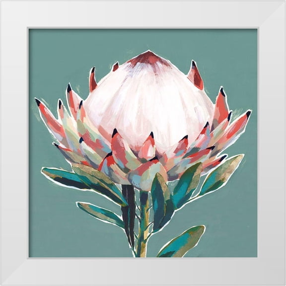 Isabelle Z 26x26 White Modern Wood Framed Museum Art Print Titled - Blooming King Protea
