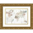 thumbnail image 1 of Isabelle Z 32x23 Gold Ornate Wood Framed with Double Matting Museum Art Print Titled - World Travelers Map, 1 of 4