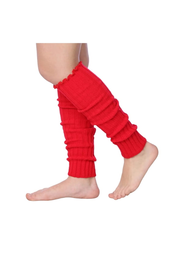 Isadora Paccini 80s Women's Ribbed Leg Warmers for Party Sports Accessories LW48-RED