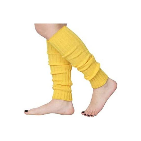 Isadora Paccini 80s Women's Ribbed Leg Warmers for Party Sports Accessories LW48-YELLOW