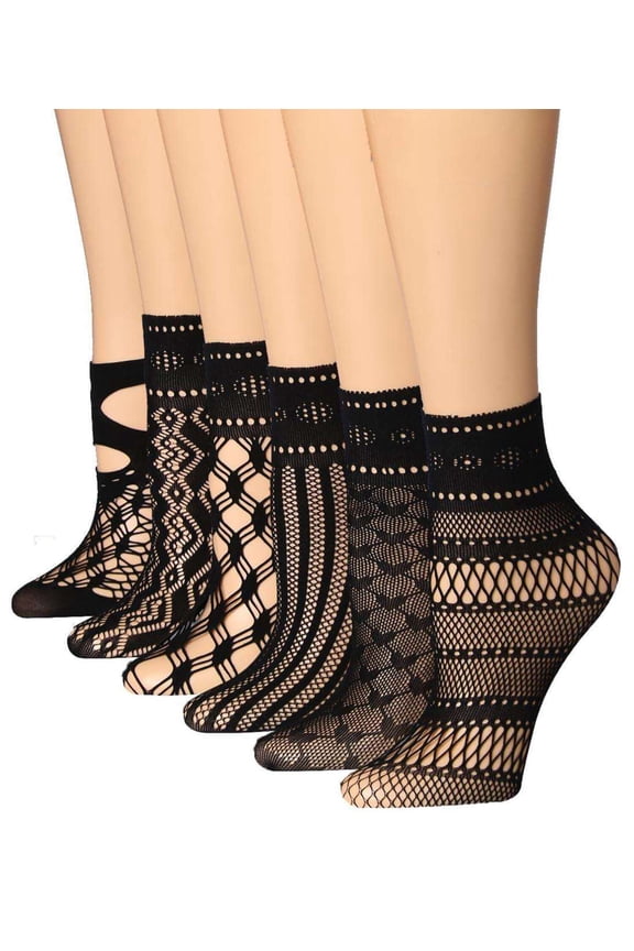 Isadora Paccini Women's Designed Lace Anklet Socks With Trimmed Ruffle