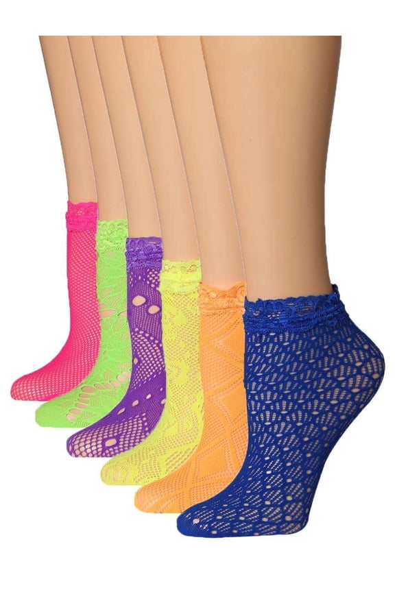 Isadora Paccini Women's Designed Lace Anklet Socks With Trimmed Ruffle
