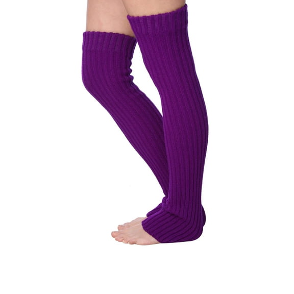 Isadora Paccini Women's Extra Long Ribbed Knit Leg Warmers LW49-PURPLE