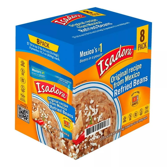 Isadora Refried Original Beans Pouch, 15.2 Ounce (Pack of 8)