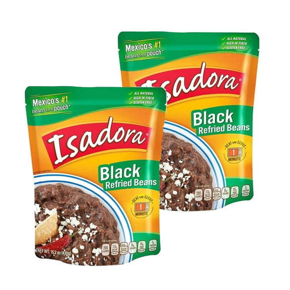 Isadora - Savory Refried Black Beans for Latin Cuisine - 15.2 OZ, Case of 8