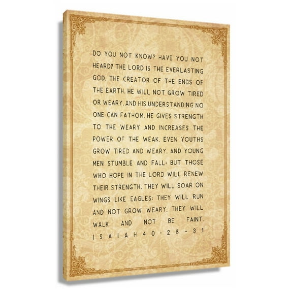 Isaiah 40 28-31 Wall Art Bible Verse Poster For Bedroom Painting Decor Wall Hanging Pictures Prints Canvas Unframed 24×36 in