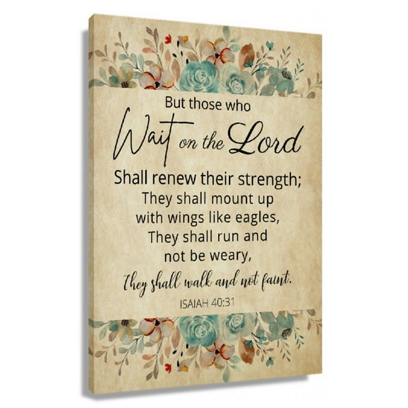 Isaiah 40 31 Bible Verse Floral Wall Art Canvas Decorations For Bedroom Painting Wall Artwork For Office Unframed 12x18 in