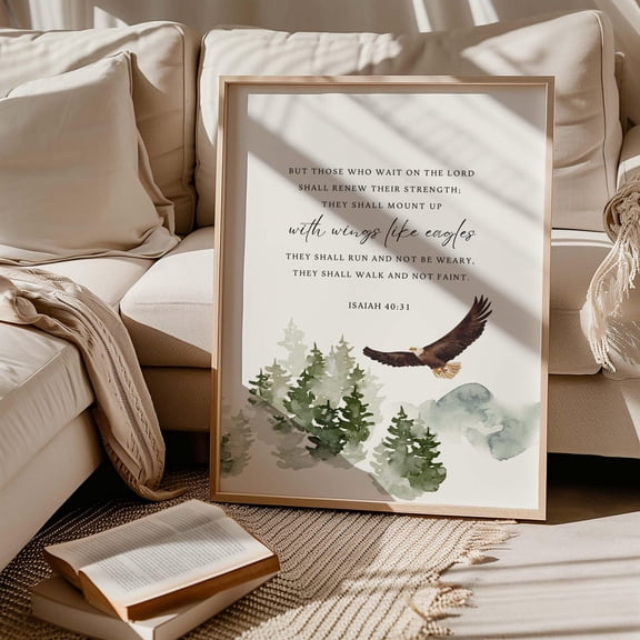 Isaiah 40 31 Eagle Scripture Christian Wall Art, Unframed Paper Print Size 8x12
