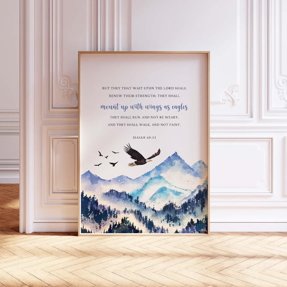 Isaiah 40 31 Renew Your Strength Scripture Wall Art, Stretched Canvas Size 16x24