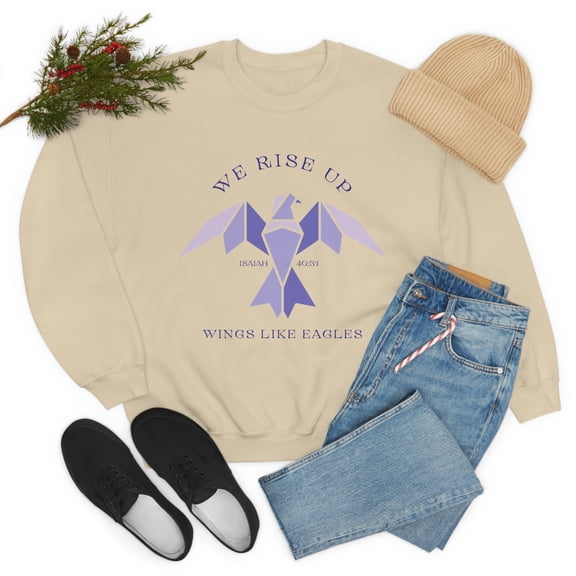 Isaiah 40:31 We Rise Up Christian Sweatshirt Jesus Apparel Christian Hoodies Christian Crewneck Christian Merch Eagles Sweatshirt Bible Tee