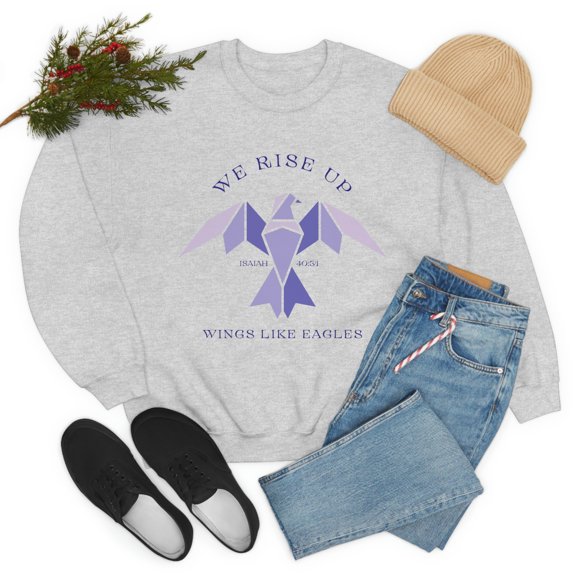 Isaiah 40:31 We Rise Up Christian Sweatshirt Jesus Apparel Christian Hoodies Christian Crewneck Christian Merch Eagles Sweatshirt Bible Tee