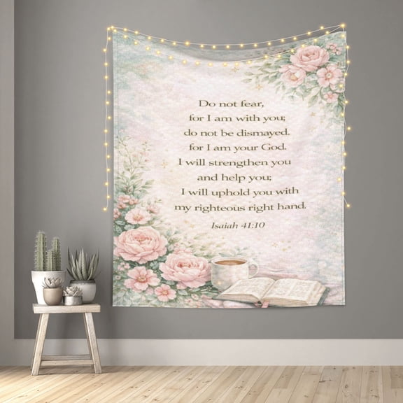 Isaiah 41 Floral Gift Tapestry Indian Wall Hanging Tapestries Room Decor for Bedroom Living Room Dorm 60X50inch