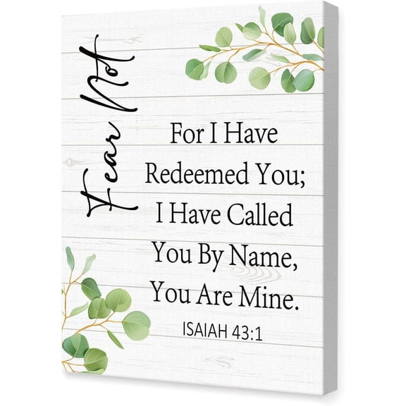 Isaiah 43:1 Fear Not for I Have Redeemed You Wall ArtChristian Inspirational Wall DecorReligious Wall DecorBible Verse Wall ArtScripture Canvas Wall Art for Home Room Office Church