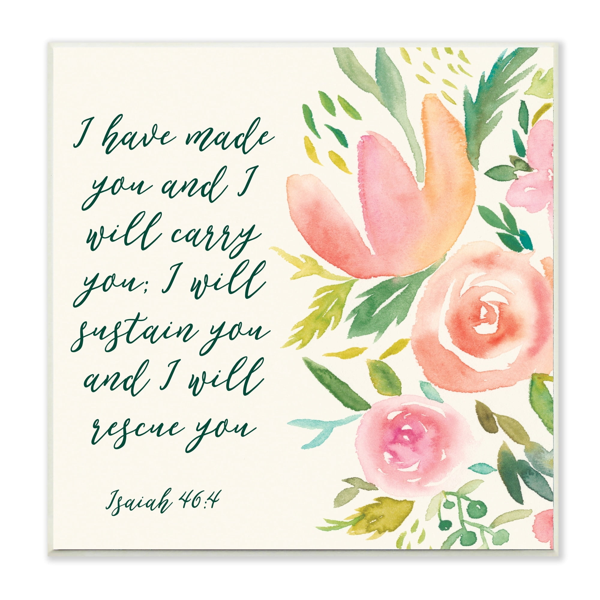 Stupell Industries Isaiah 46:4 Proverbs Watercolor Spring Florals,12 x 12,Designed by Studio W