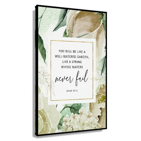 Isaiah 58 11 Bible Verse Wall Art, Scripture Print Floral Printable Wall Art, Christian Gift Poster Kitchen Deco Canvas Paintings for Living Room