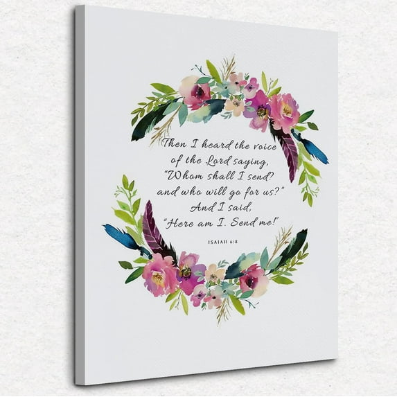 Isaiah 6:8 Christian Wall Art, Bible Verse Scripture Wall Art Decor, Christian Wall Decor, Christian Pictures Wall Decor, Christian Home Decor, Christian Canvas Wall Art 11x14