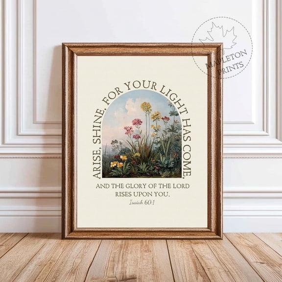 Isaiah 60:1 Scripture Art Printable Bible Verse Print, Stretched Canvas 8x10in