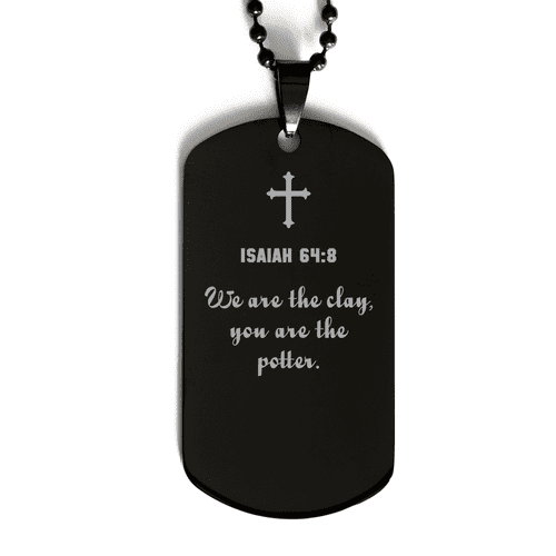 Isaiah 64:8 Necklace, Bible Verse Dog Tag Necklace, We are the clay you are the potter