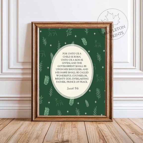 Isaiah 9 6 Bible Verse Scripture Wall Art Christian Design 5 Unframed Paper Print