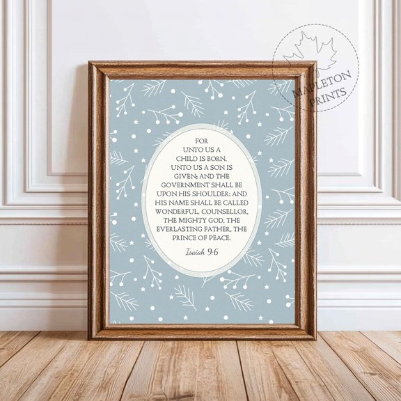 Isaiah 9 6 Bible Verse Scripture Wall Art Design 7 Unframed Paper Print