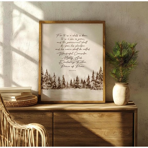Isaiah 9:6 Christmas Wall Art Print, Name Shall Be Called Scripture Christian, Christian Home And Prayer Room Decor