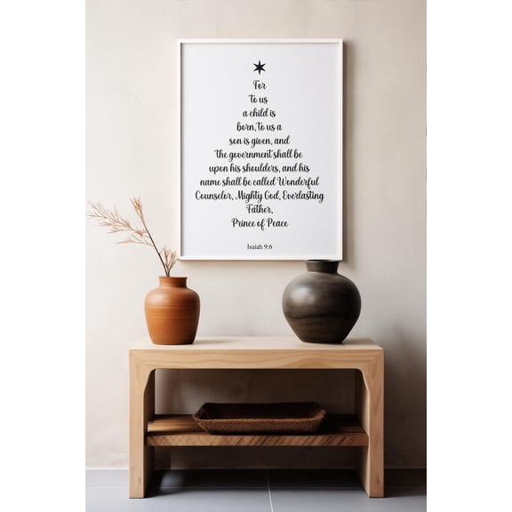 Isaiah 9 6 Tree Scripture Elegant Christian Wall Art Bible Verse Decor Religious Home Design1 Unframed Paper Print
