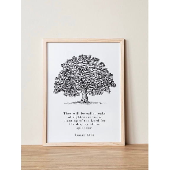 Isaiah Bible Verse Oak Tree Print, Unframed Paper Poster 8x10in