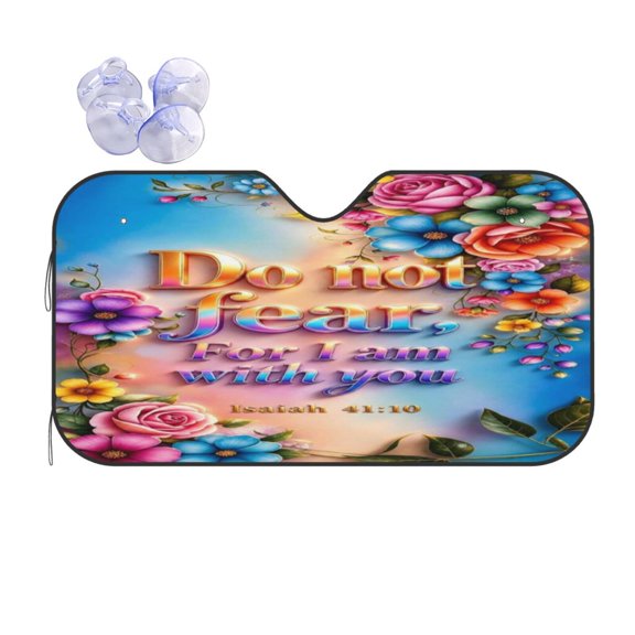 Isaiah Floral Bible Verse Fearless Faith Affirmation Foldable Car Windshield Sun Shade Uv Heat Shield For Car Suv Truck