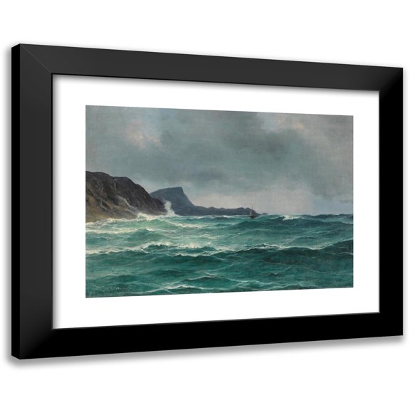 Isak Elias Refsnaes 14x11 Black Modern Framed Museum Art Print Titled - Nordic Coast with Sailboat (1904)