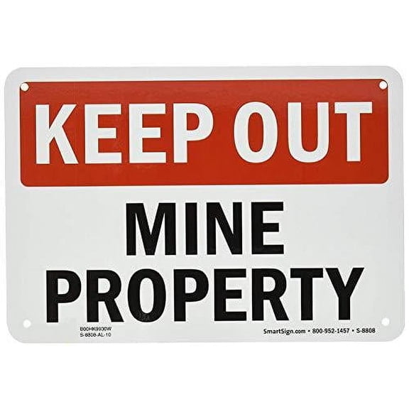 Isaric tin sign safety sign, legend keep out-my property, black/red on white metales Size: 16 x 12 Inches