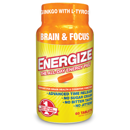 iSatori Energize Brain & Focus Caffeine Pills, Fast Acting All Day Energy Pills, Brain Booster, Energy & Focus 60 Tablets