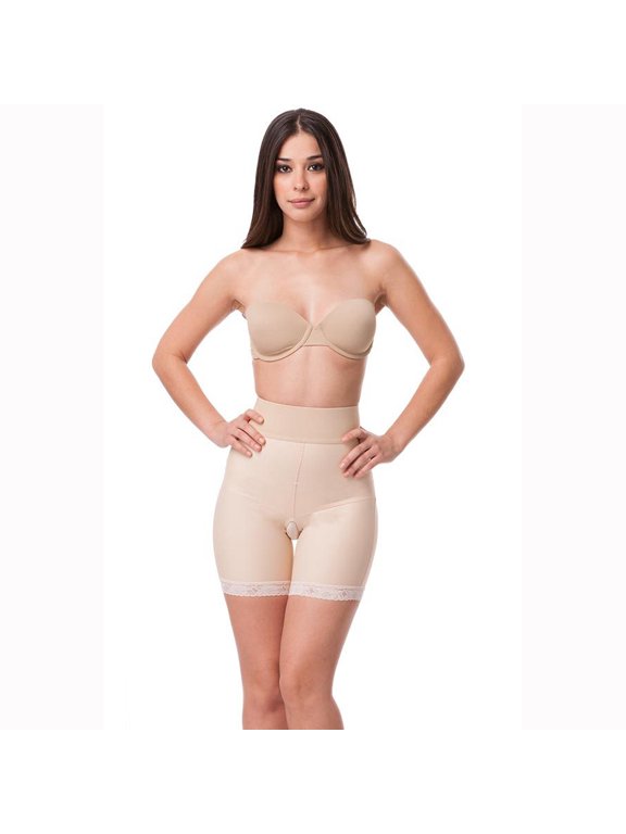 BE04 Stage 2 Open Buttock Enhancer Girdle-Mid Thigh-Lge-Beige