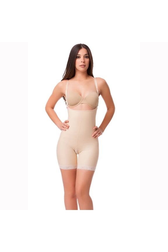 BE08 Stage 2 Enhancer Body Suit & Suspenders-2XL-Beige