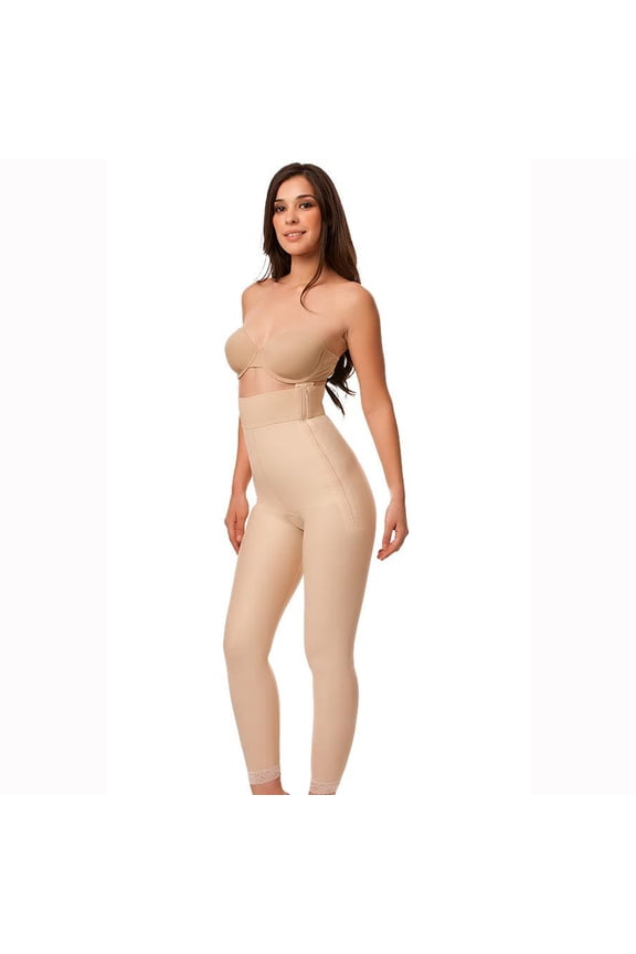 GR07 High Waist Girdle with Zippers - Ankle Length - Medium - Black