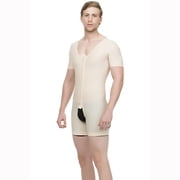 Isavela MG07 Body Suit w/ Above Elbow Sleeves & Front Zipper - 2XL - Beige