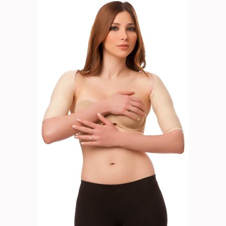 Isavela SL01-SS Above Elbow Sleeves w/ Hook & Eye Closure-Large-Beige