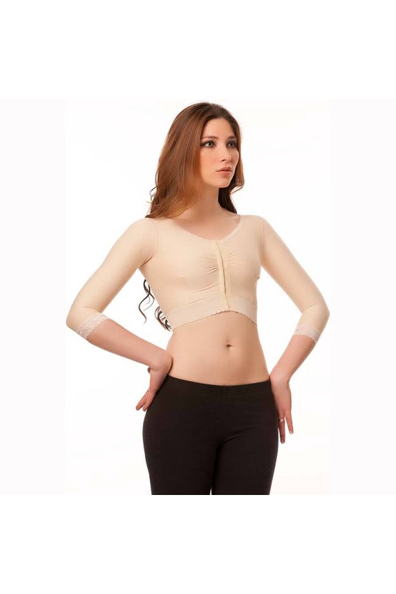 VS02 - MS Underbust Length Vest with Medium Sleeves - Large - Beige