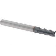 Iscar 0.188", 1/2" LOC, 3/16" Shank Diam, 2" OAL, 3 Flute, Solid Carbide Square End Mill Single End, TiAlN Finish, Spiral Flute, 45  Helix, Centercutting, Right Hand Cut, Right Hand Flute