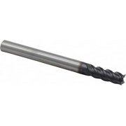 Iscar 0.188", 1/2" LOC, 3/16" Shank Diam, 2" OAL, 4 Flute, Solid Carbide Square End Mill Single End, TiAlN Finish, Spiral Flute, 45  Helix, Centercutting, Right Hand Cut, Right Hand Flute