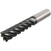 Iscar 1/2", 2" LOC, 1/2" Shank Diam, 4-1/4" OAL, 6 Flute, Solid Carbide Square End Mill Single End, TiAlN Finish, Spiral Flute, 45  Helix, Right Hand Cut, Right Hand Flute
