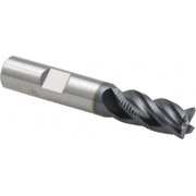 Iscar 1/2" Diam, 1" LOC, 4 Flute Solid Carbide Roughing & Finishing Corner Chamfer End Mill TiAlN Finish, 3" OAL, 1/2" Shank Diam, Weldon Shank, 38  Helix, Centercutting, Regular Length