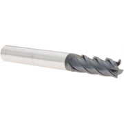 Iscar 3/8", 0.87" LOC, 3/8" Shank Diam, 2-1/2" OAL, 4 Flute, Solid Carbide Square End Mill Single End, TiAlN Finish, Spiral Flute, 45  Helix, Right Hand Cut, Right Hand Flute