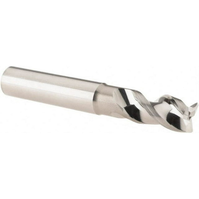 Iscar 3/8" Diam 3 Flute Single End Solid Carbide 0.02" Corner Radius End Mill Uncoated, 2-1/2" OAL, 0.6" LOC, 3/8" Shank Diam, Variable Helix, RH Cut, RH Flute, 1-1/8" Extended Reach