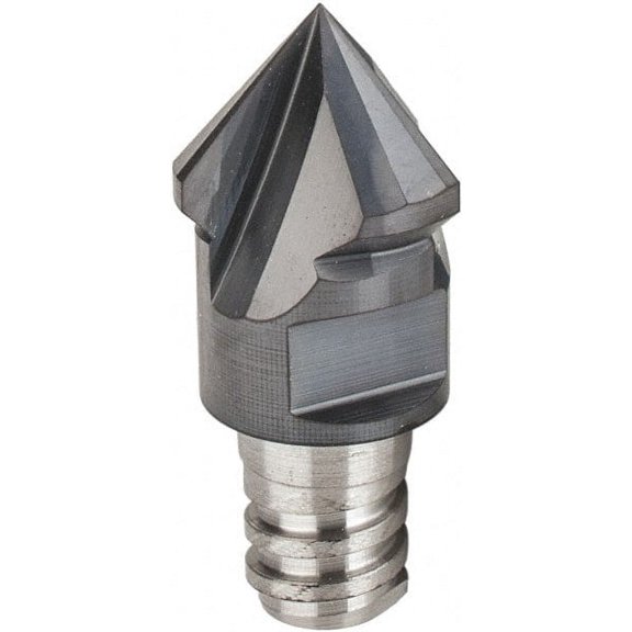 Iscar MM EDF Grade IC908 Carbide Chamfer Milling Tip Insert TiAlN Finish, 3 Flutes, 9.4mm Cutting Diam, 12.5mm Extension