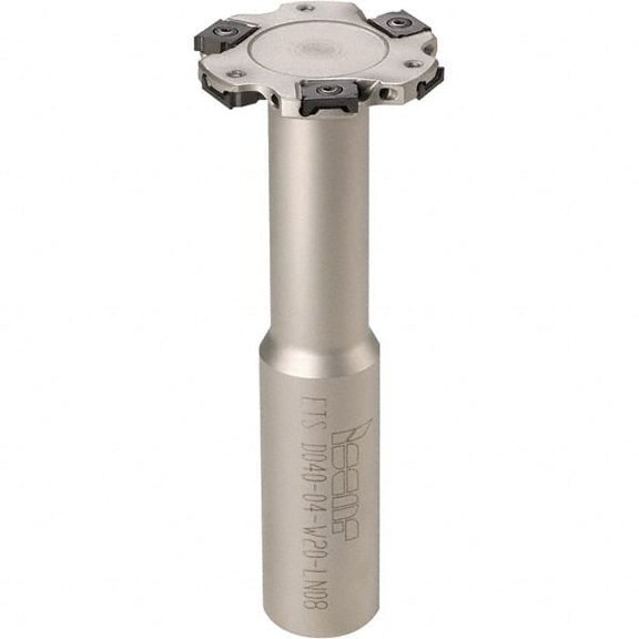 Iscar Shank Connection, 1/8" Cutting Width, 5/8" Depth of Cut, 2" Cutter Diam, 8 Tooth Indexable Slotting Cutter 3/4" Shank Diam, ETS-LN08 Toolholder, LNET Insert, Right Hand Cutting Direction