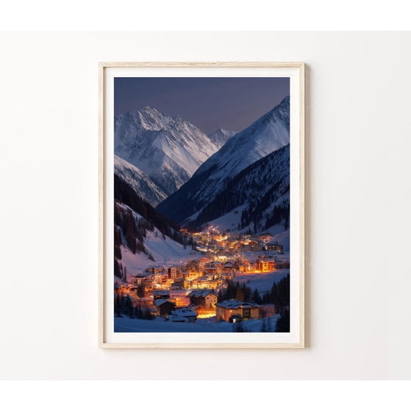 Ischgl Tyrol Austria Alpine Winter Night Wall Art Home Decor