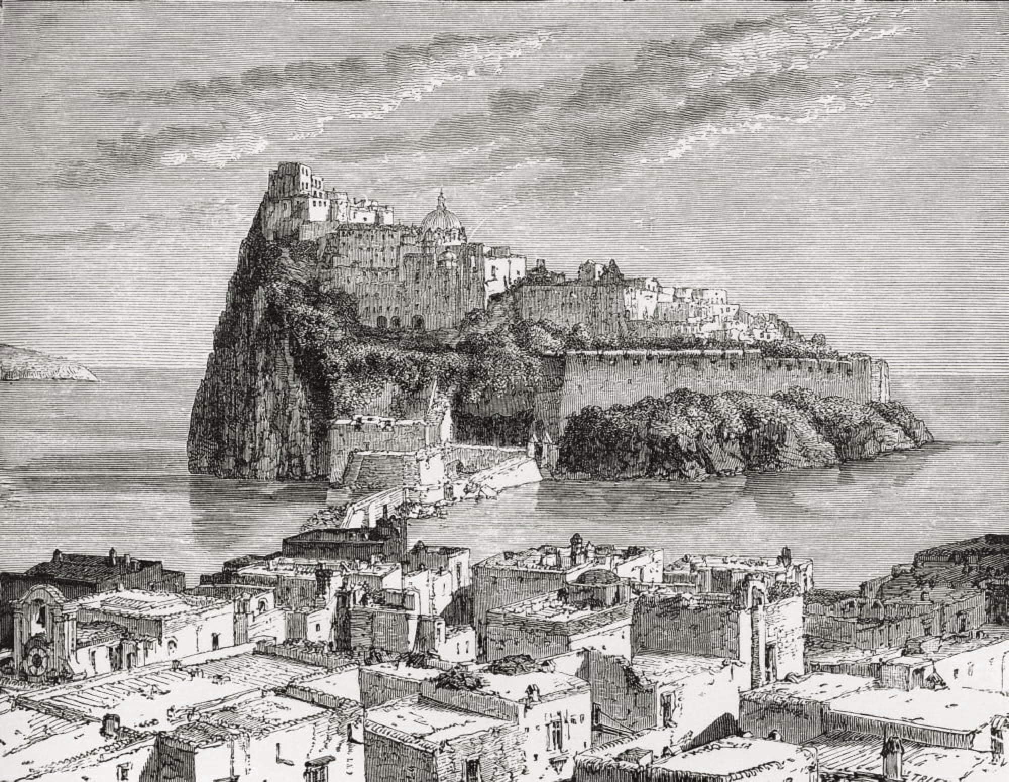 IschiaTyrrhenian Sea Gulf Of Naples Italy In The Late 19Th Century From Italian Pictures Published 1895 Canvas Art - Ken Welsh Design Pics (34 x 26)