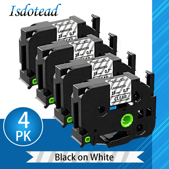Isdotead 4 Pack Compatible for Brother P-Touch Label Tape 18 mm P Touch 3/4 Inch, TZe141 TZ Tape 18mm Laminated Clear Replacement, Compatible PT-D400 D610BT PT-P700BT Label Maker Tape Refills